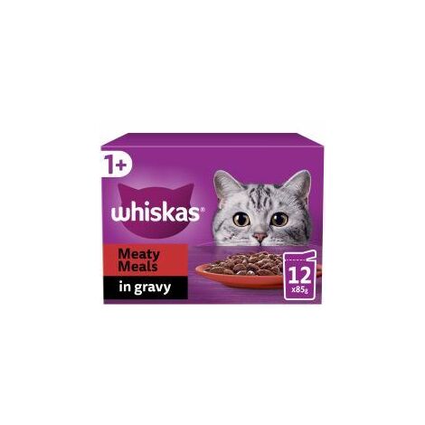 Whiskas 1+ Meaty Meals Adult Wet Cat Food Pouches in Gravy 1 - 85g - 811963