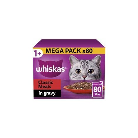 Whiskas 1+ Meaty Meals Adult Wet Cat Food Pouches in Gravy 8 - 85g - 811973