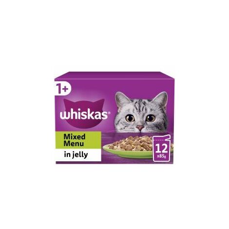 Whiskas 1+ Mixed Menu Adult Wet Cat Food Pouches in Jelly 12 - 85g - 811961