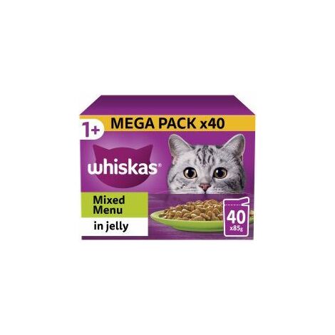 Whiskas 1+ Mixed Menu Adult Wet Cat Food Pouches in Jelly 40 - 85g - 811914
