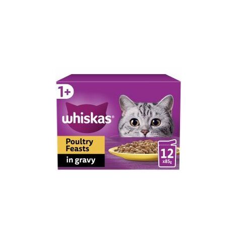 Whiskas 1+ Poultry Feasts Adult Wet Cat Food Pouches in Grav - 85g - 811960