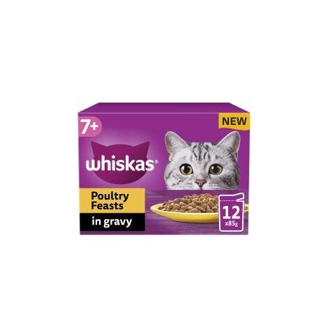 Whiskas 7+ Poultry Feasts Senior Wet Cat Food Pouches in Gra - 85g - 811947