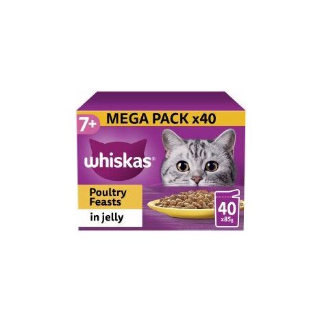 Whiskas 7+ Poultry Feasts Senior Wet Cat Food Pouches in Jel - 85g - 811918