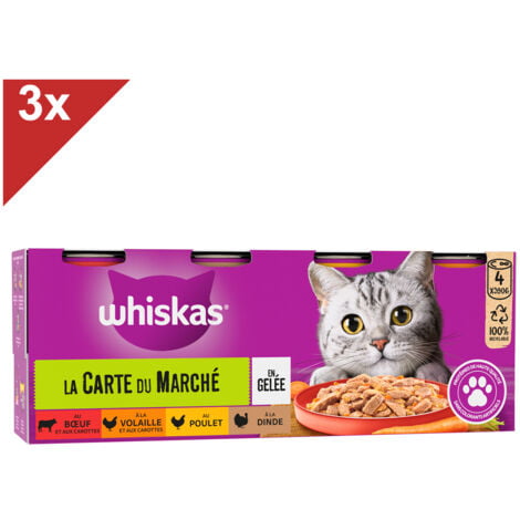 WHISKAS Boîtes en gelée 4 variétés pour chat 4x390g