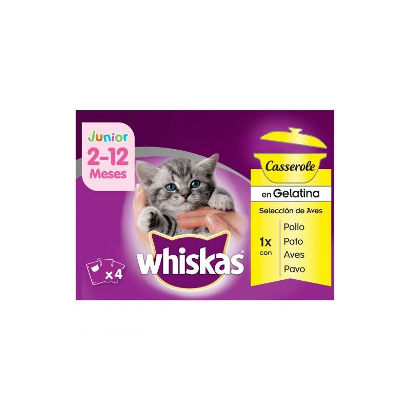 

Whiskas Casserole Junior Aves 4x85gr