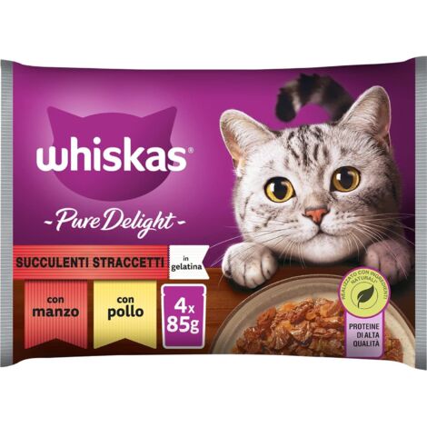 Whiskas Cat Pure Delight Succulenti Straccetti In Gelatina Manzo & Pollo  - Whiskas Cat Pure Delight Succulenti Straccetti In Gelatina Manzo & Pollo - Confezione 4x85 gr