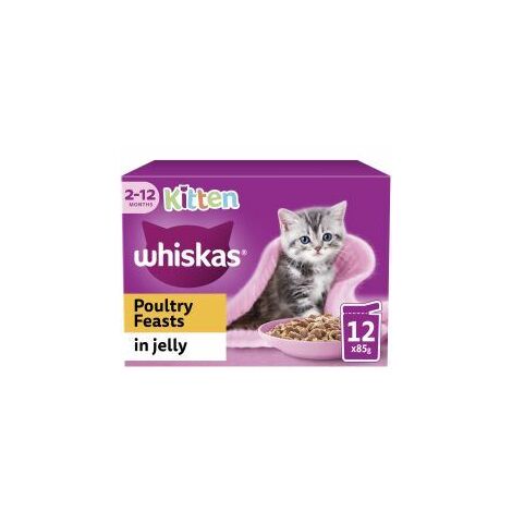 Whiskas Kitten Poultry Feasts Wet Cat Food Pouches in Jelly - 85g - 811951