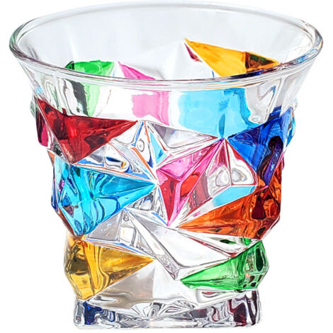 Whiskey Glass Multicolor 320ml Short Drinking Glass for Home