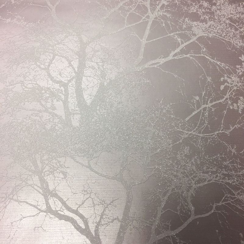 Holden Decor - Whispering Trees Wallpaper Grey Off White Glitter Textured Sparkle Forest Holden