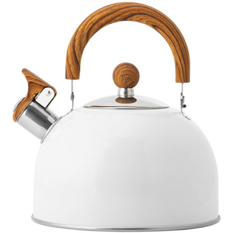 Whistle Kettle Stovetop Stainless Steel Foldable Handle Kitchen Supplies 2.5L White