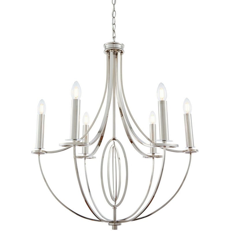 Whistle - 6 Light Multi Arm Ceiling Pendant Polished Nickel, E14 - Endon