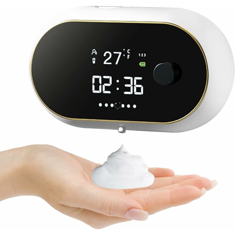 Whit) Distributeur de savon automatique de 500 ml avec capteur, distributeur de savon électrique rechargeable réglable à 3 niveaux, distributeur de