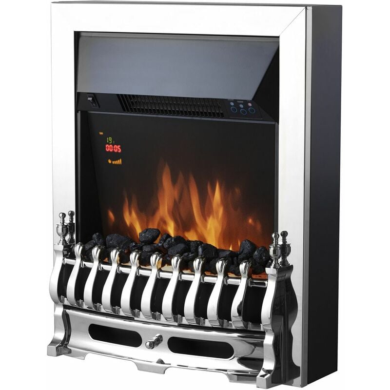 Image of WL45048 Whitby 2kW led Electric Fire Inset with Remote Control, 2000W, Chrome - Warmlite