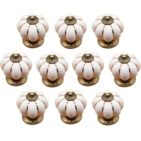 (White) 10 Pcs Ceramic Drawer Knobs Furniture Knobs for Kitchen Drawers and Cupboards