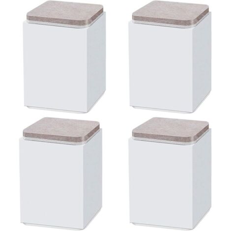 (White 10cm) 4PCS self-adhesive carbon steel furniture support feet, 6x6cm square, for sofa, bed, TV stand, furniture booster, 5cm/10cm height, black/white/brown