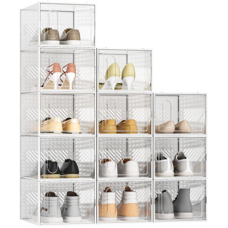White 12 Pcs Plastic Shoe Storage Box