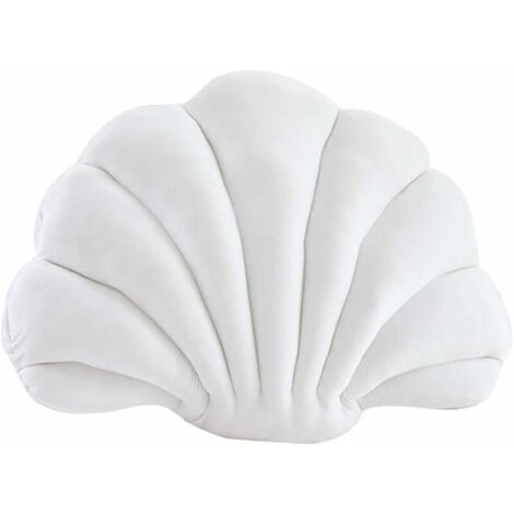 (White, 32 and 25cm) Seashell cushion, decorative cushion, decorative seashell cushion, fan-shaped seashell cushion, cotton sofa cushion, decorative cushion, plush toy, marine animal bed cushion