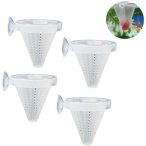 White - 4 pcs Aquarium Live Food for Red Worms, Cone Food, Plastic, Frozen Artemia, Fish Food