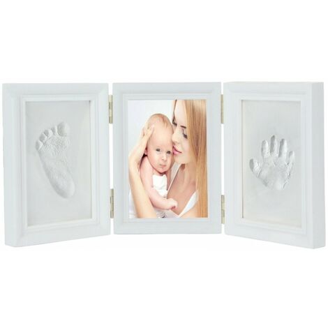 White Baby Handprint Fotorahmen-Set, EN71 Toy Test Ungiftiger Kinderpass, Geschenk (Weiß)