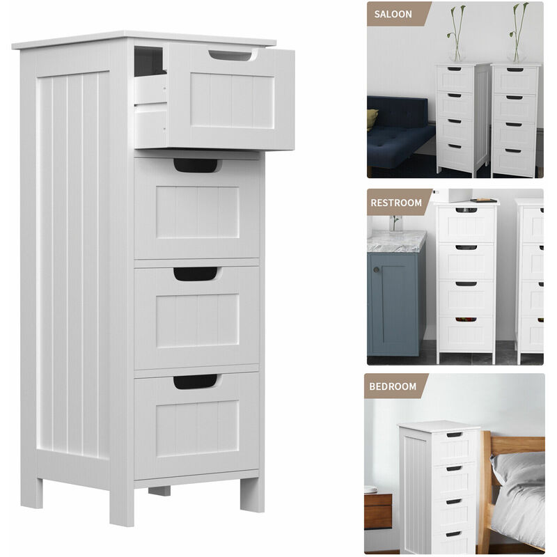 Dayplus - White Bathroom Bedroom Cabinet Storage Cupboard mdf Shelves Vanity Unit 82cm