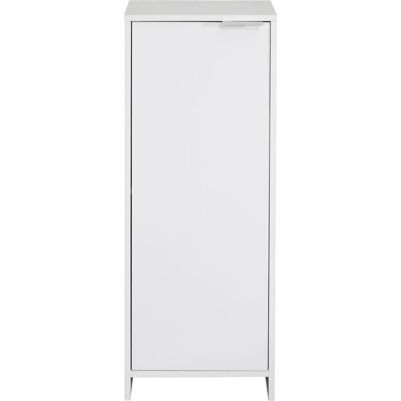 White Bathroom Single Door Floor Storage Cabinet - White
