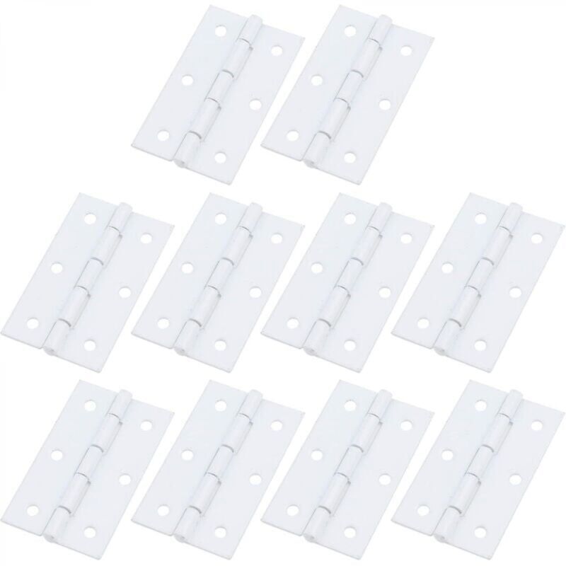 White Box Hinges 2.36" x 1.41" Iron Door Hinges Furniture Hinges Set of 10 for Toolbox Gift Box Cabinet