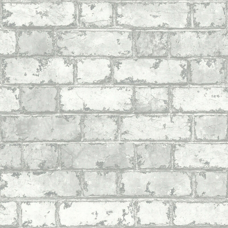 White Brick Wallpaper Retro Realistic Whitewash Feature Wall Rustic Effect