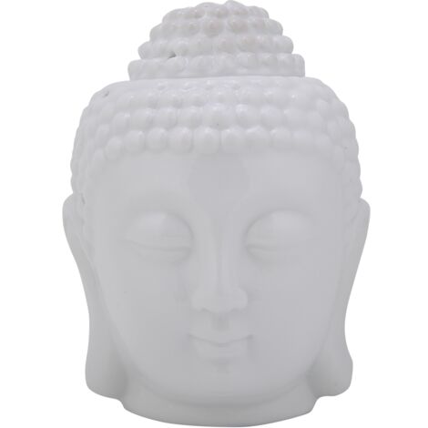 White Buddha Head Shaped Essential Oil Burner Incense Diffuser Candle Holder