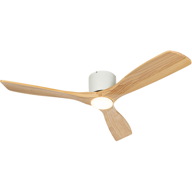 Qazqa White Ceiling Fan With Wood Incl. Led With Remote Control - Jerri