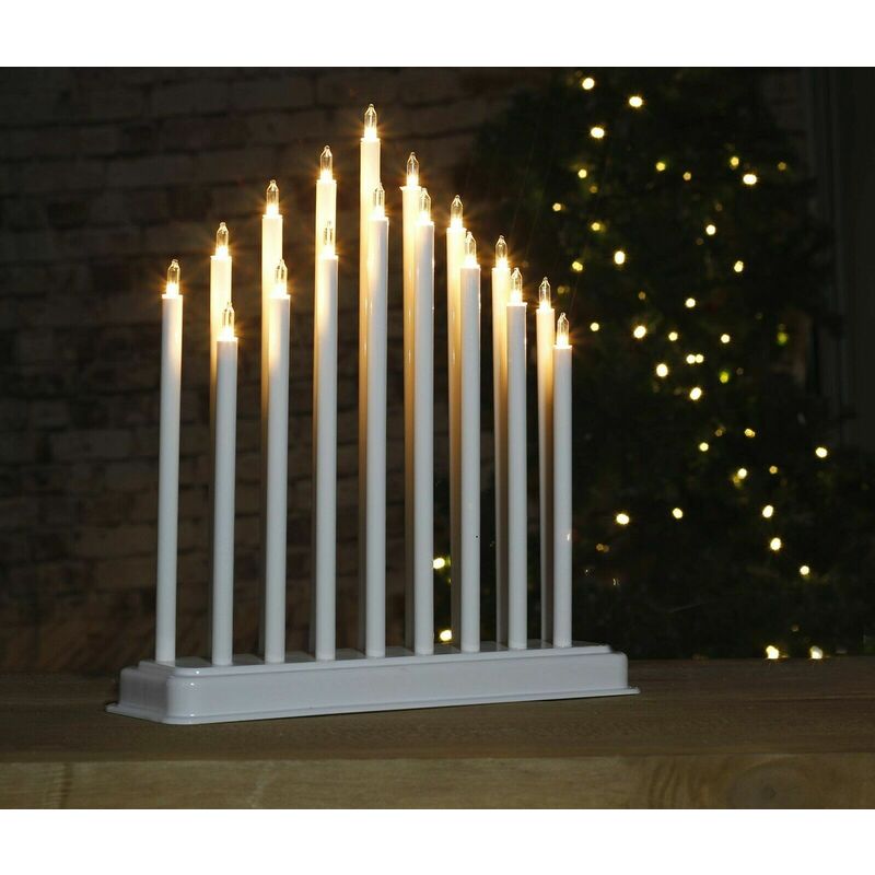 White Christmas Light Up Candle Bridge (17 Pipes)