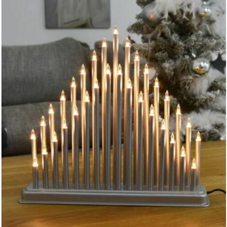 White Christmas Light Up Candle Bridge (33 Pipes)