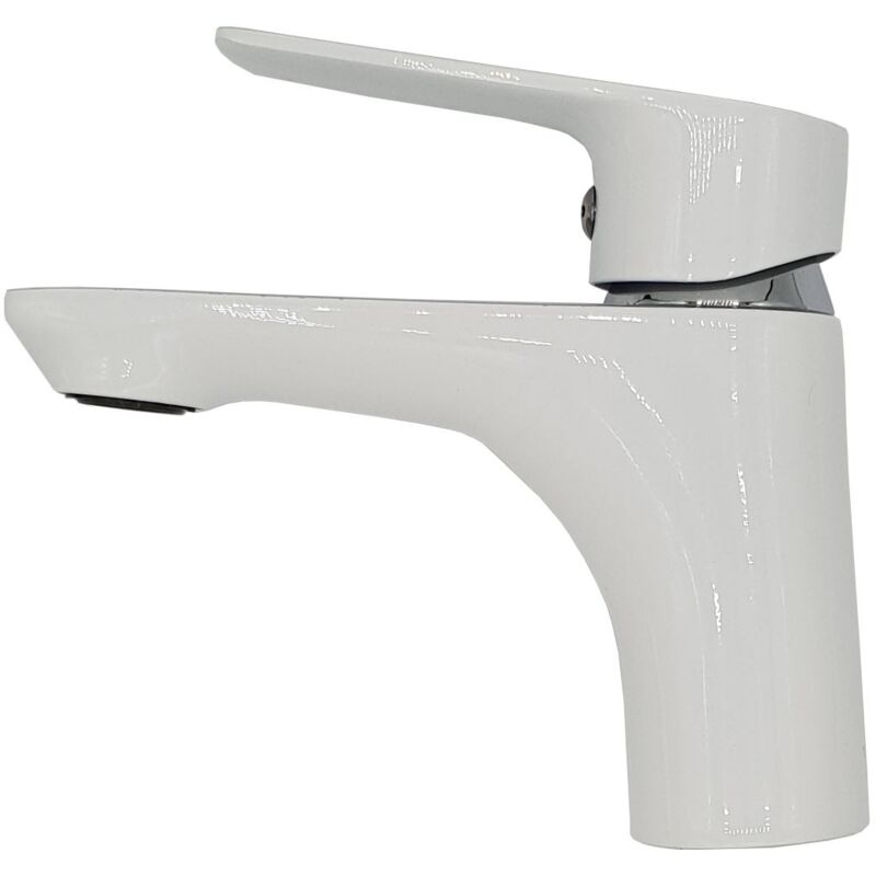White/Chrome Bathroom Sink Elegant Standing Mixer Tap Single Lever Tap