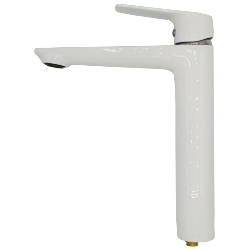 White/Chrome Very Tall Bathroom Sink Elegant Standing Mixer Tap Single Lever