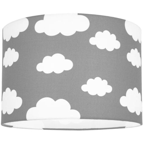 White Clouds Children\'s/Kids Grey Cotton Fabric Bedroom Lamp or Pendant Shade by Happy Homewares - Grey