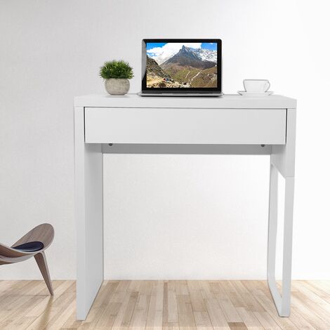 White Computer Desk with Drawer Writing Table for Home Study Office Use Household Furniture