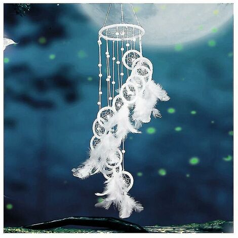 White Dream Catcher Rope Feather Tassel Wedding Home Wall Hangi1pcs