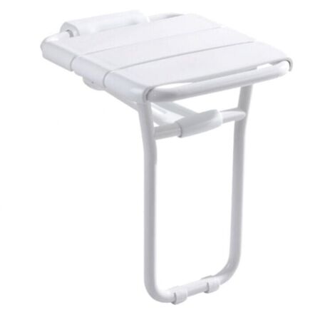 White epoxy coated aluminum folding shower seat, non-slip wall mounted shower seat for bathroom YMYNY
