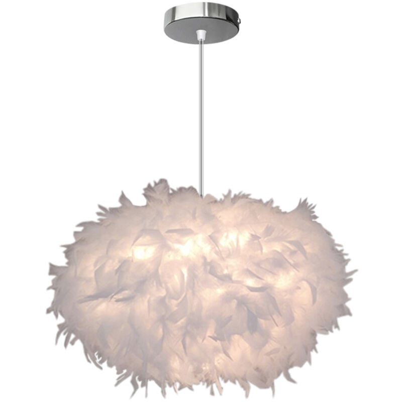 White Feather 45CM Pendant Light Modern Chandelier E27 Feather Lampshade Nordic Pendant Lights For Living Room Dining Room Bedroom