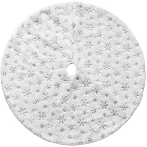 White Fluffy Tree Skirt Festival Tree Skirt Snow Hair Tree Mat Silver 120cm