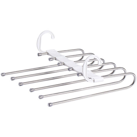 White Foldable Pants Rack Hanger Multifunctional Multi Layer Pants Folding Trouser Hanging Rack