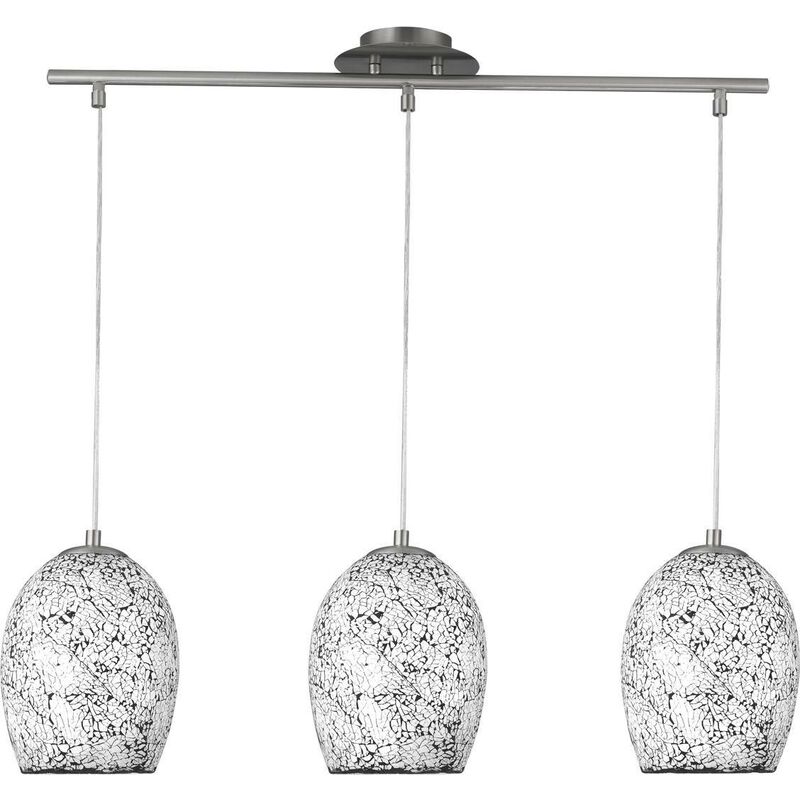 Searchlight Crackle - 3 Light Ceiling Pendant Bar Chrome, White, Mosaic, Glass, E27