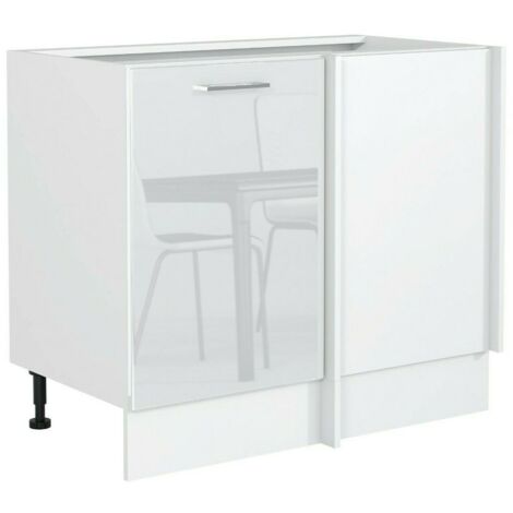 White Gloss Corner Kitchen Unit Cabinet Cupboard Base Universal 110 cm x 60 Rosi - Oak Wotan / White Gloss