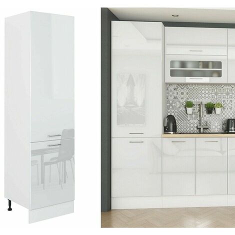 White Gloss Kitchen Unit 600mm Larder Pantry Tall Cupboard 60cm Soft Close Rosi - IF