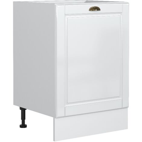 White Gloss Shaker Kitchen Base Unit Cabinet Cupboard 60cm 600 Soft Close Antila - White / White High Gloss