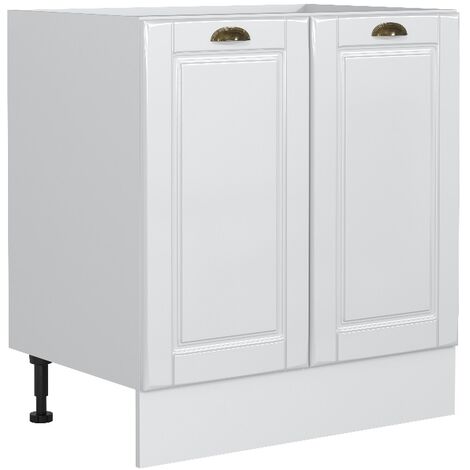 White Gloss Shaker Kitchen Sink Unit Cabinet Cupboard 80cm 800 Soft Close Antila - White / White High Gloss