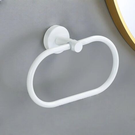White Gold Bathroom Hardware 304 Stainless Steel Towel Bar Towel Ring Toilet Paper Holder Robe Hook Accessories, White,Towel ring