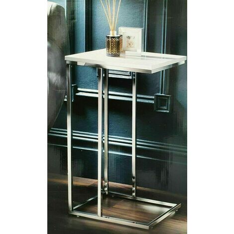 White High Gloss Sofa Side Table C Shaped Coffee End Table Living Room/Bedroom