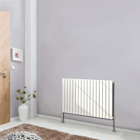 White Horizontal Column Designer Radiator Flat Single Panel 600x1156 Bathroom Central Heating
