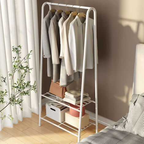 White Household Floor Standing Freestanding Metal Coat Rack 60cm W x 36cm D x 152cm H