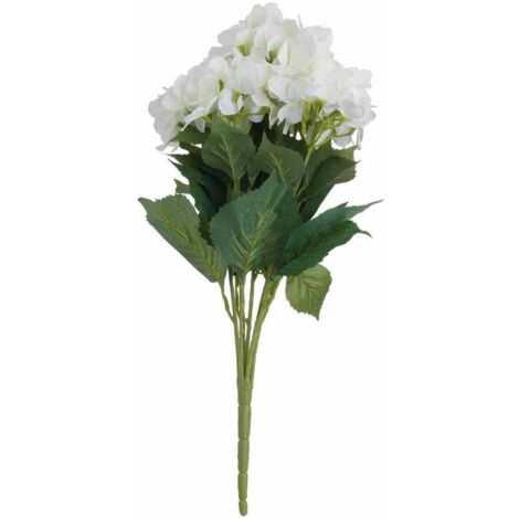 White Hydrangea Bouquet Artificial Flower - Fabric/Plastic - L34 x W34 x H54 cm - Cream